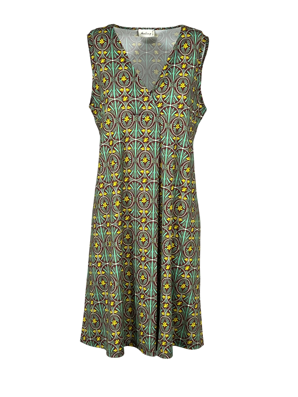 FEELING by JUSTMINE E2809 6125 abito donna marrone/verde Made in Italy