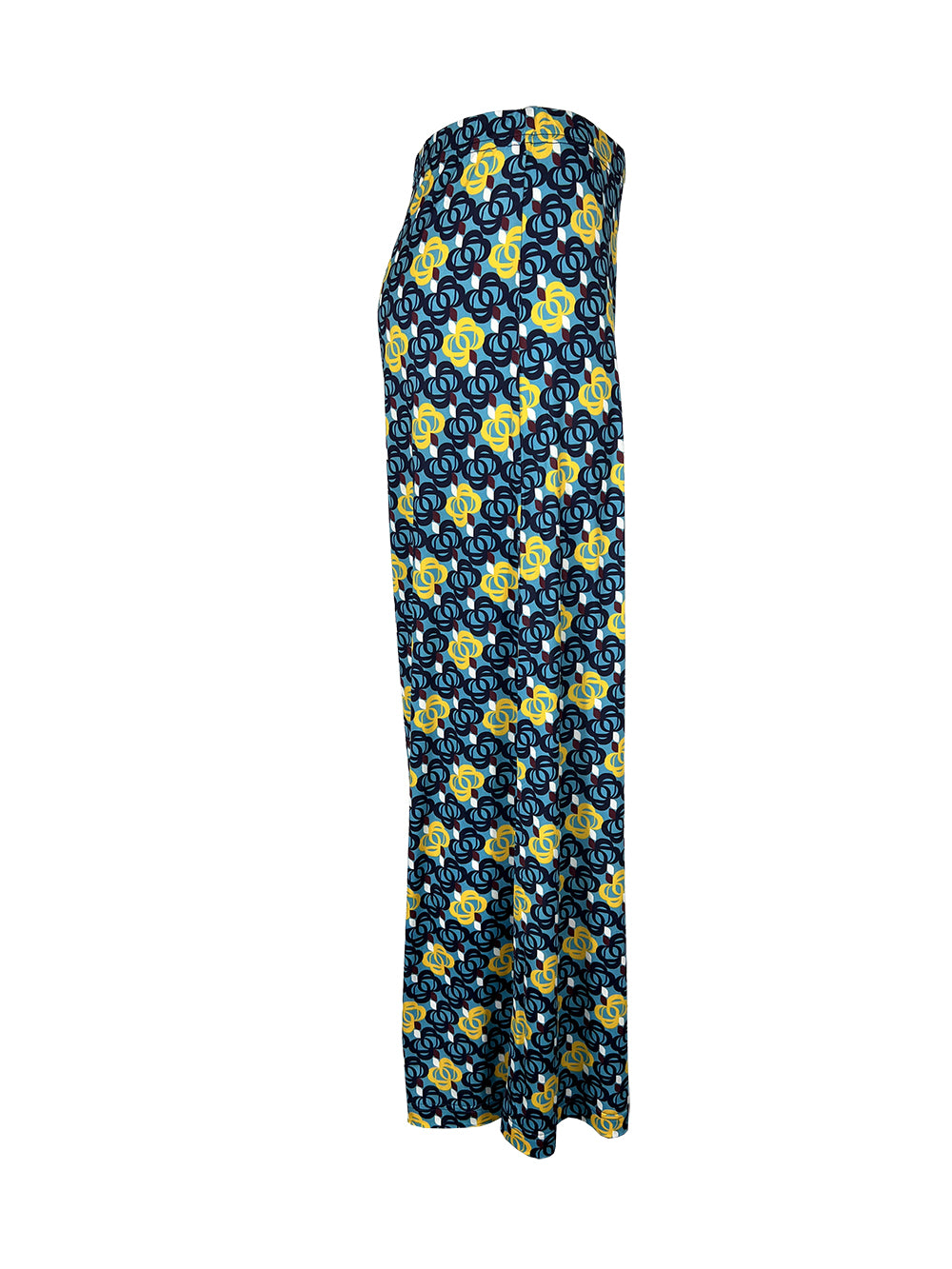 JUSTMINE E2771 1246 pantalone donna palazzo jersey azzurro giallo blu