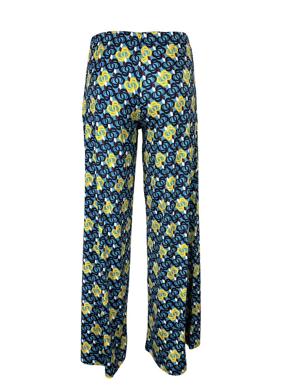 JUSTMINE E2771 1246 pantalone donna palazzo jersey azzurro giallo blu