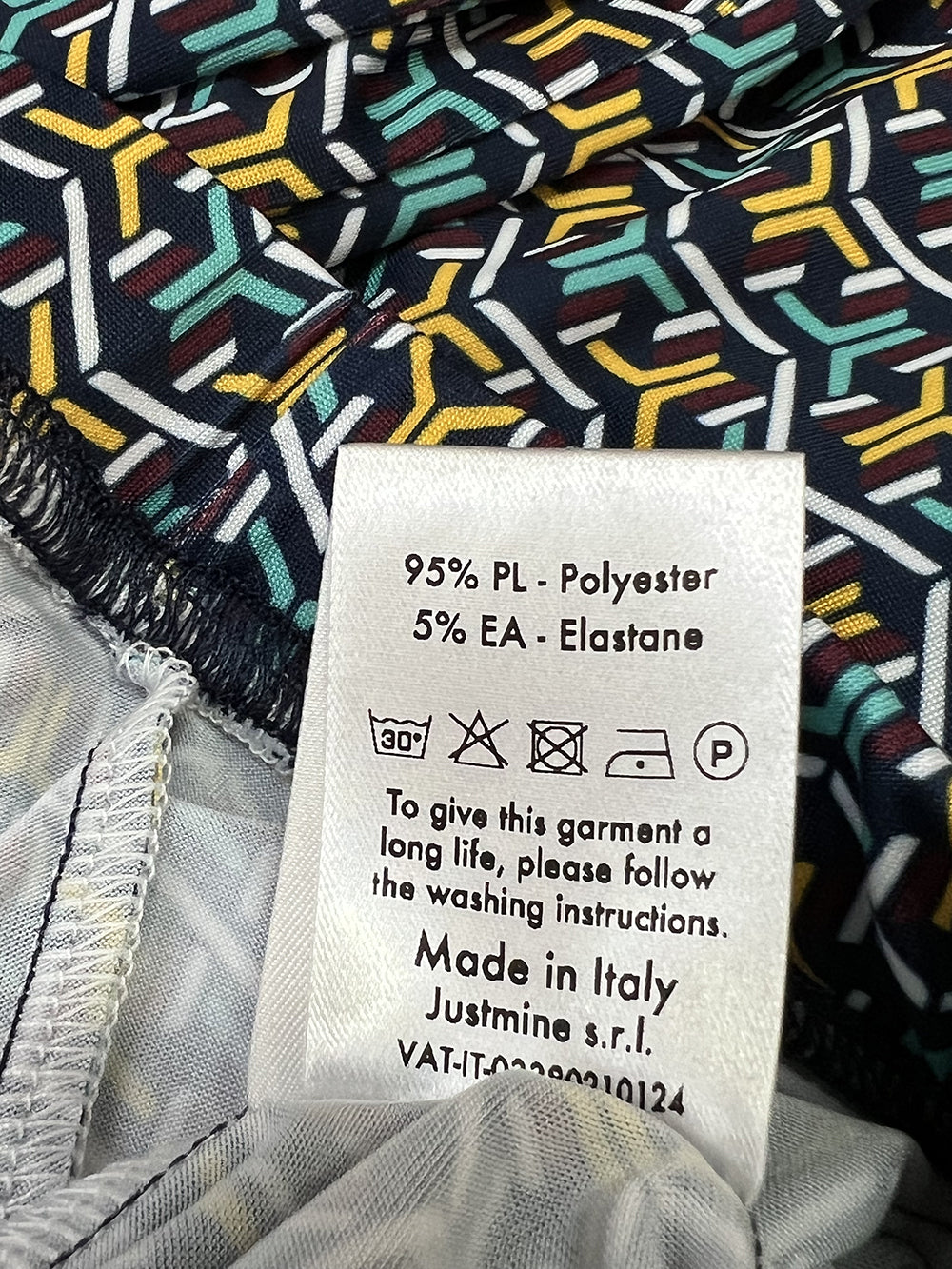 JUSTMINE E2747 1266 pantalone donna palazzo blu multicolor jersey MADE IN ITALY
