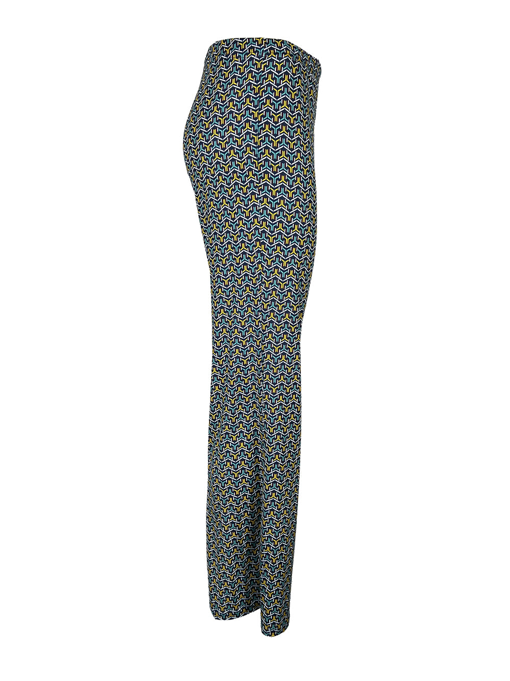 JUSTMINE E2747 1266 pantalone donna palazzo blu multicolor jersey MADE IN ITALY