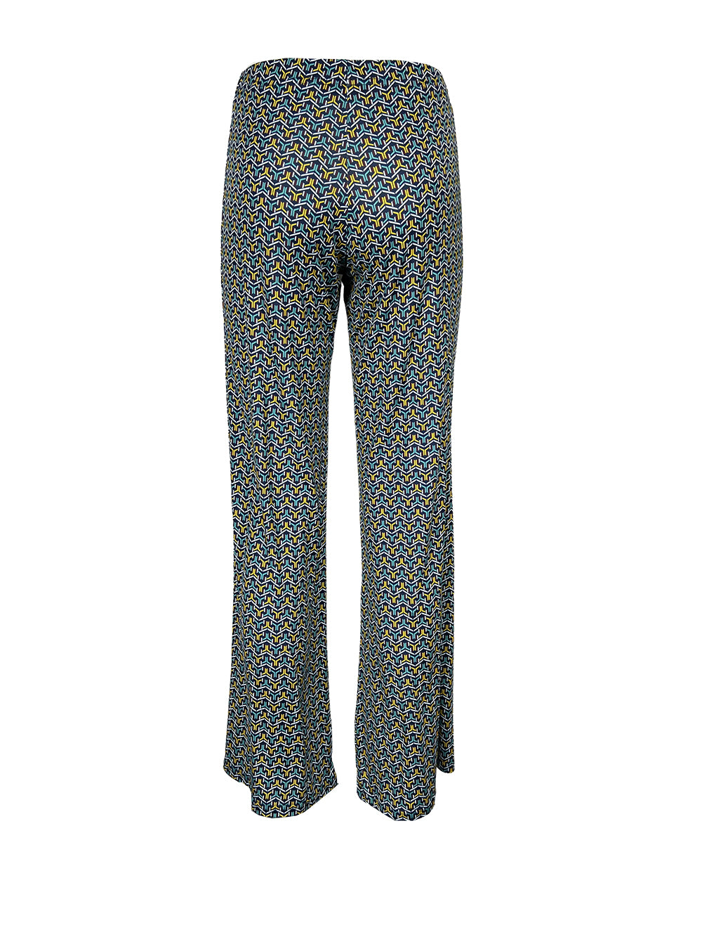 JUSTMINE E2747 1266 pantalone donna palazzo blu multicolor jersey MADE IN ITALY