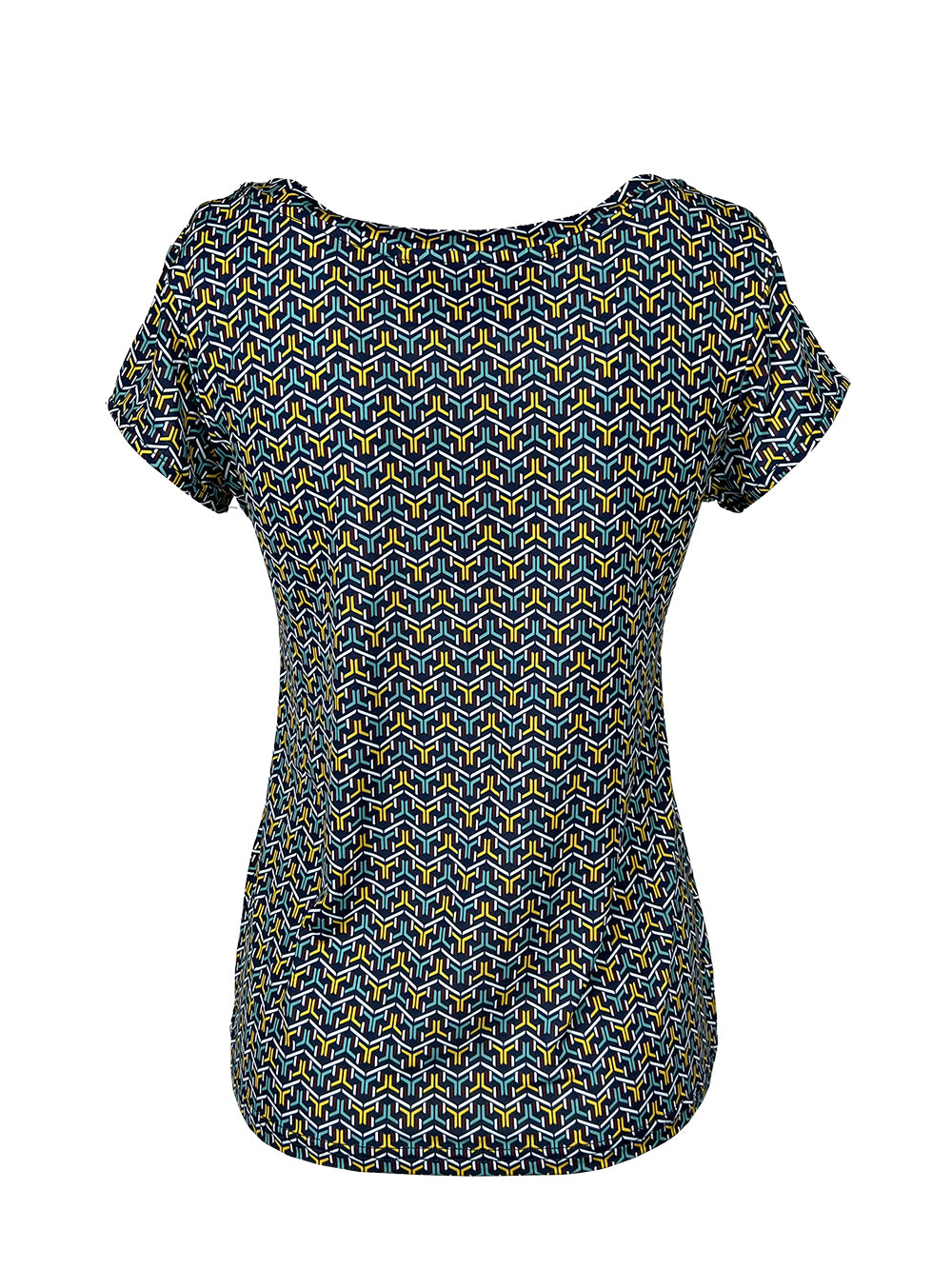 JUSTMINE E2818 1266 maglia donna fantasia blu/multicolor Made in Italy jersey