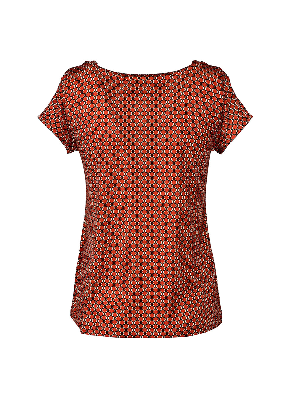 JUSTMINE E2818 1267 maglia donna fantasia arancio/marrone Made in Italy jersey