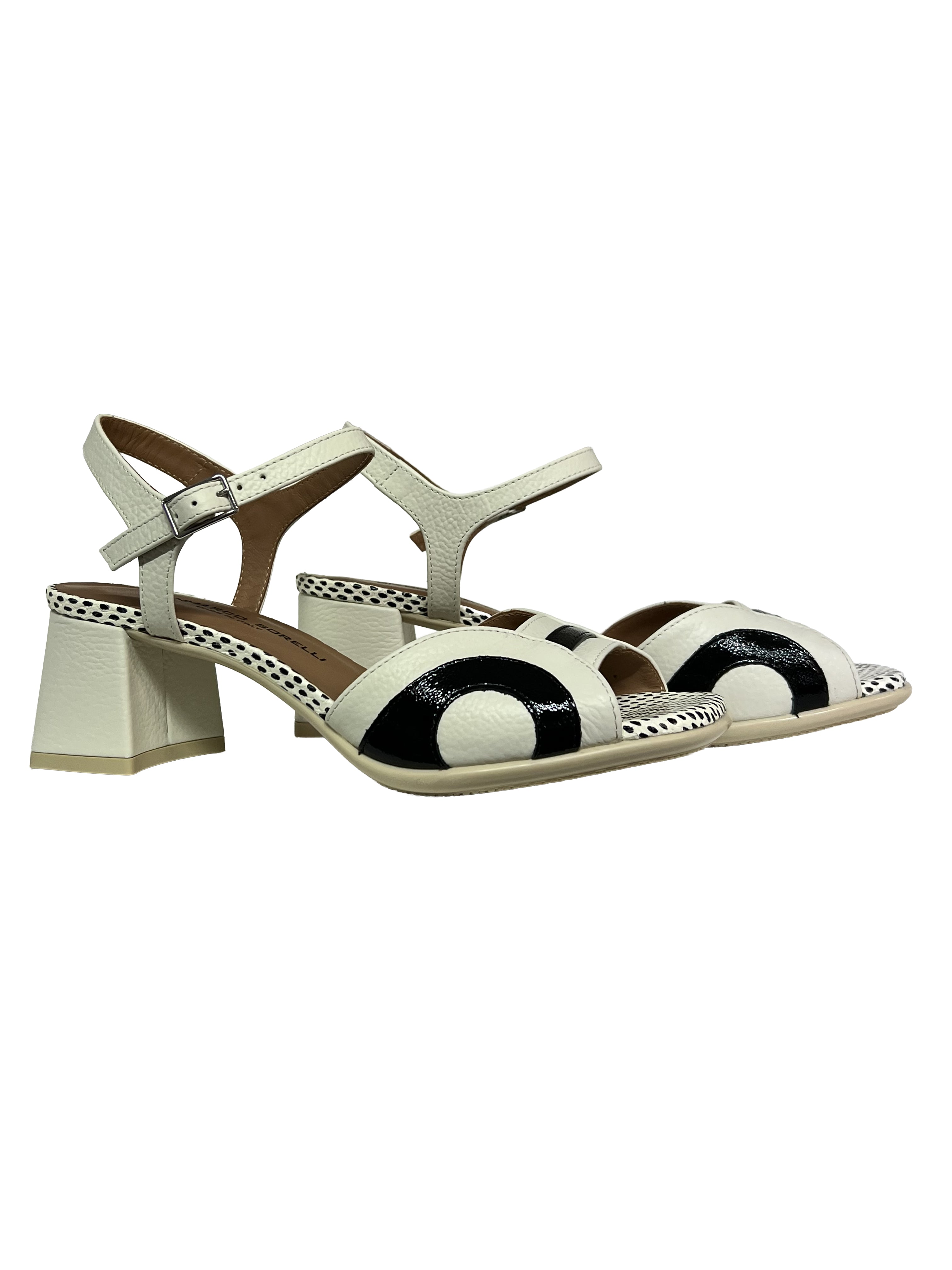 GIANMARCO SORELLI 2067/FLOW sandalo donna panna nero Made in Italy