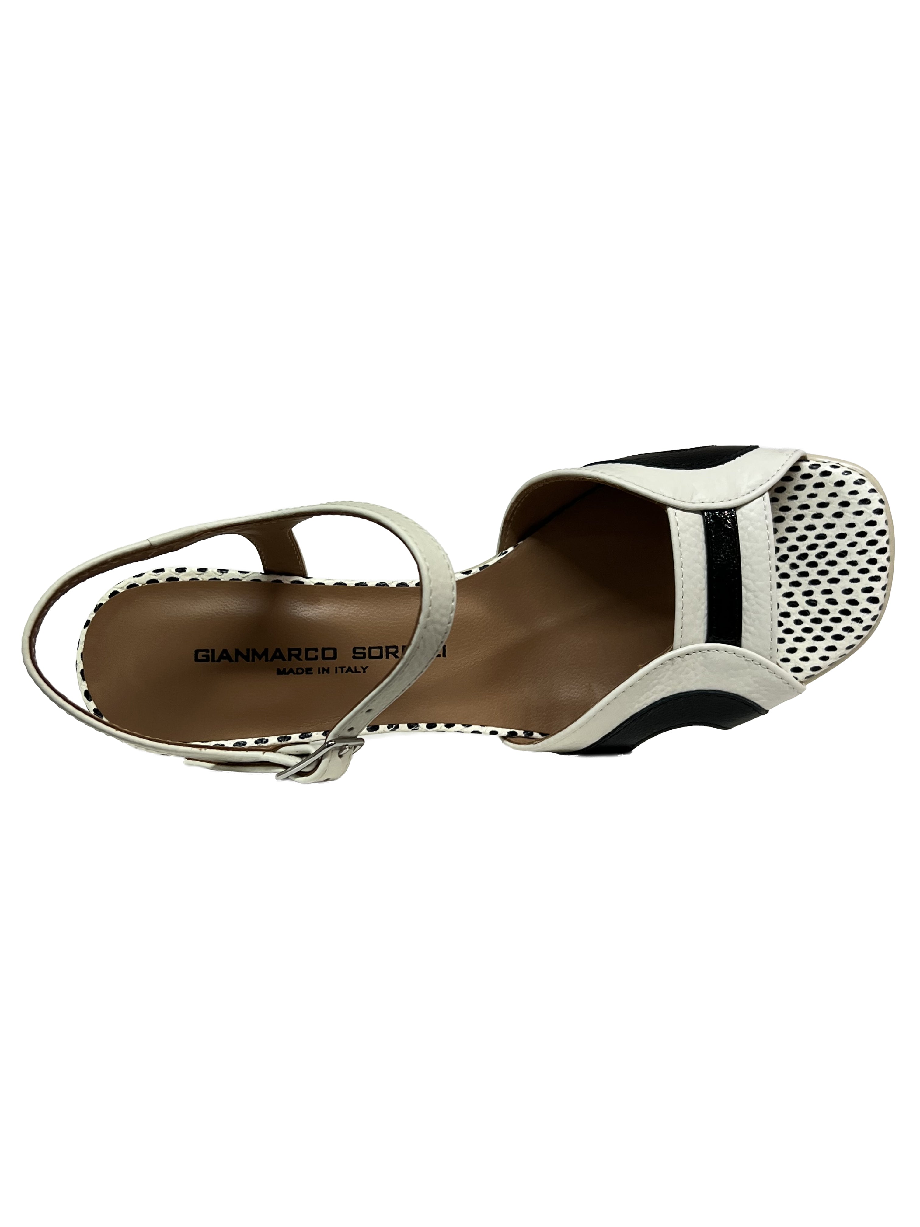 GIANMARCO SORELLI 2067/FLOW sandalo donna panna nero Made in Italy