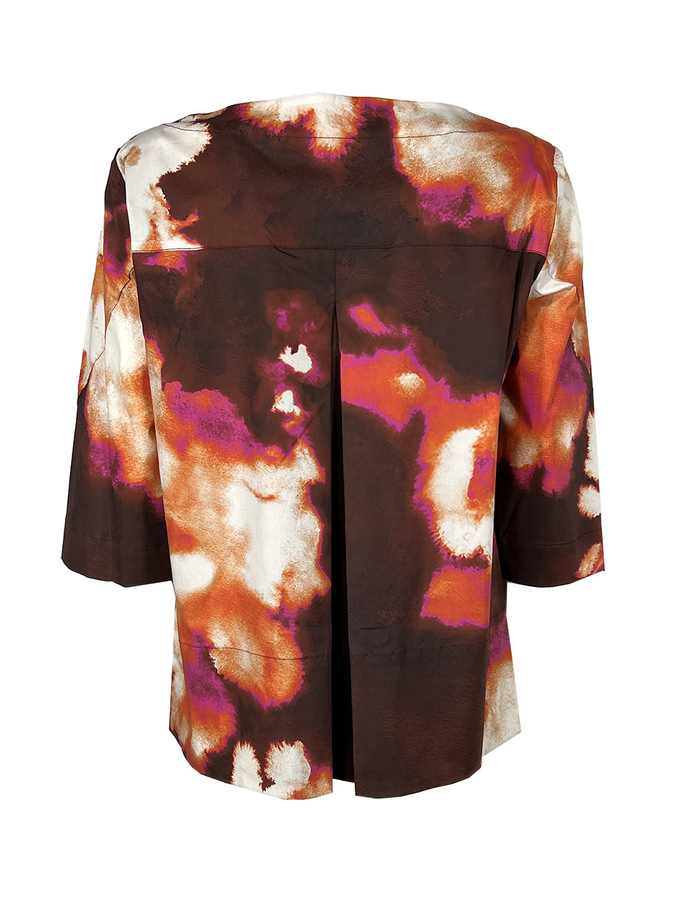 LIVIANA CONTI L6SU02 GIOVI blusa donna trapezio fiore macro bordeaux/arancio