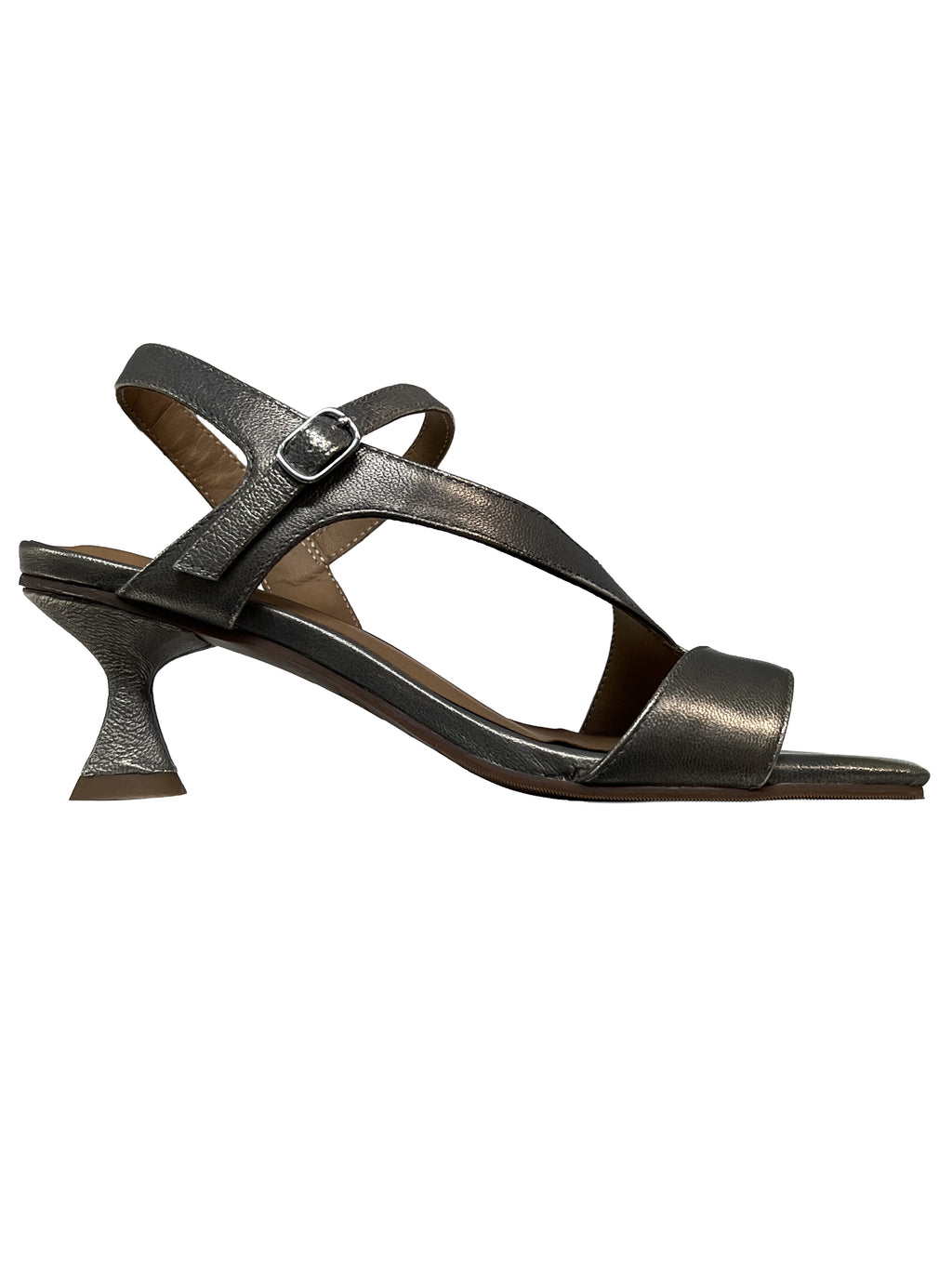 LA VITRINA BAND 50 sandalo donna laminato argento platino pelle