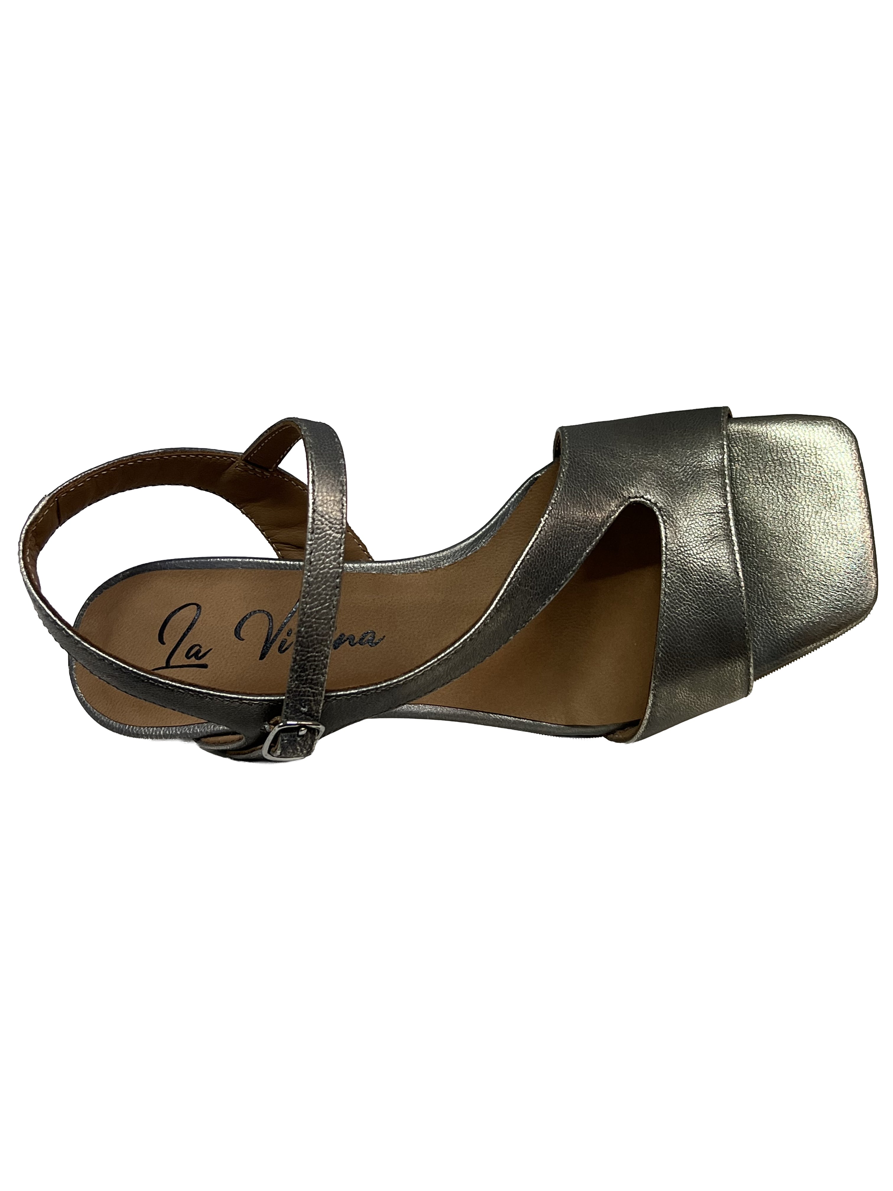 LA VITRINA BAND 50 sandalo donna laminato argento platino pelle