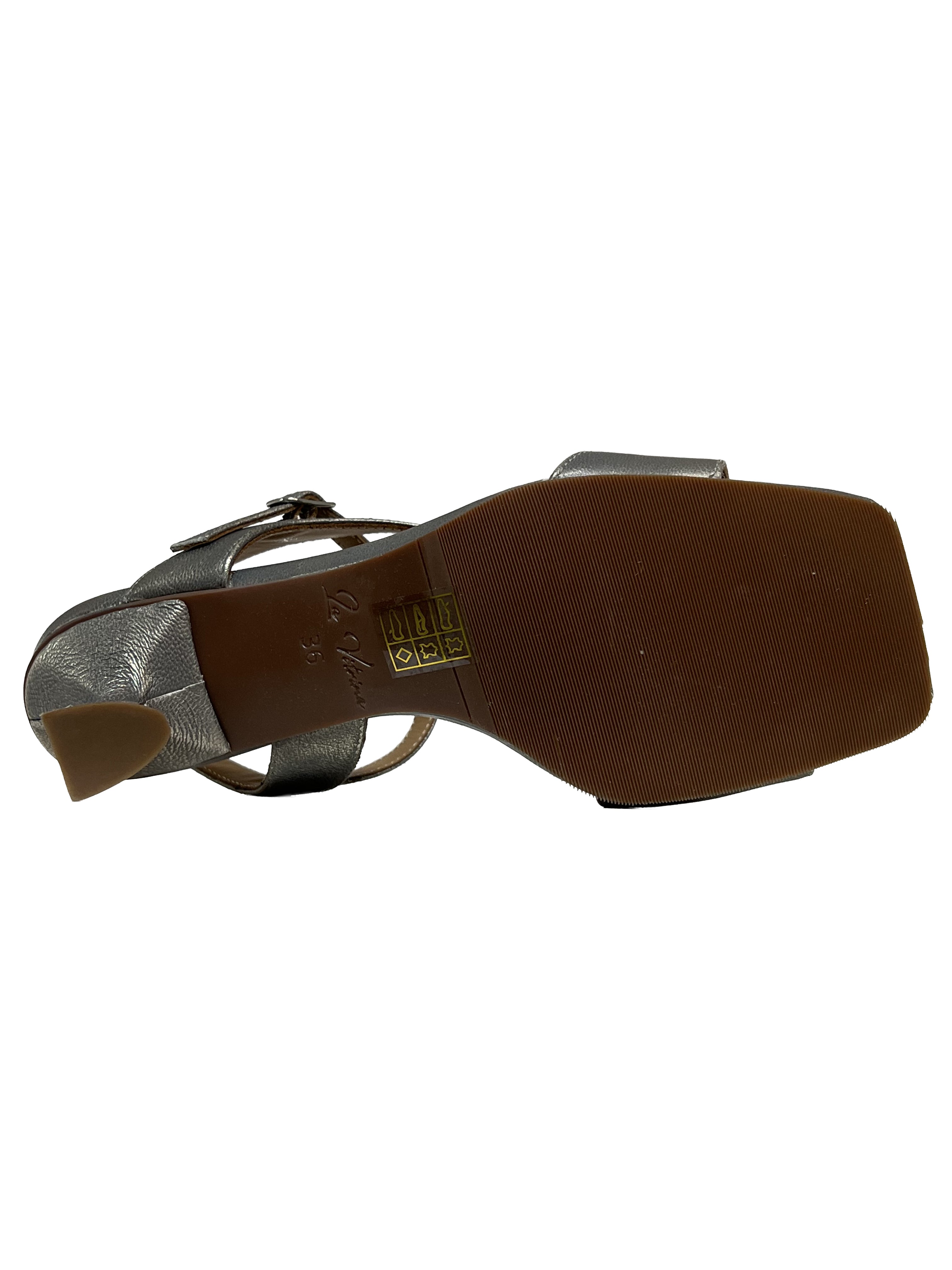 LA VITRINA BAND 50 sandalo donna laminato argento platino pelle