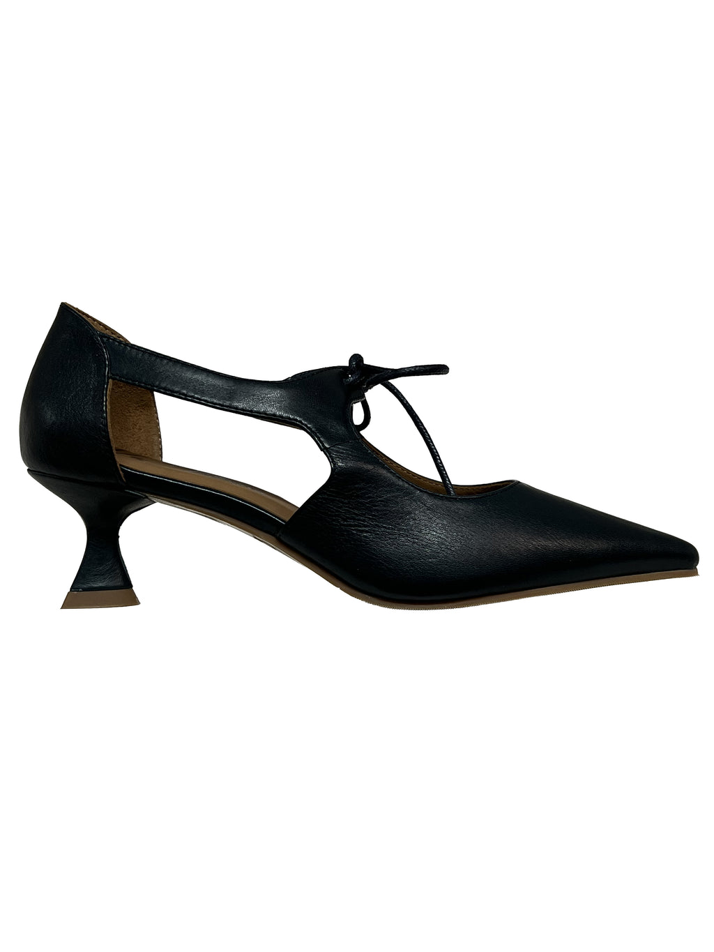 LA VITRINA LACEY 50 scarpa donna blu a punta con lacci pelle