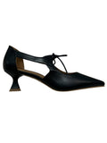 LA VITRINA LACEY 50 scarpa donna blu a punta con lacci pelle