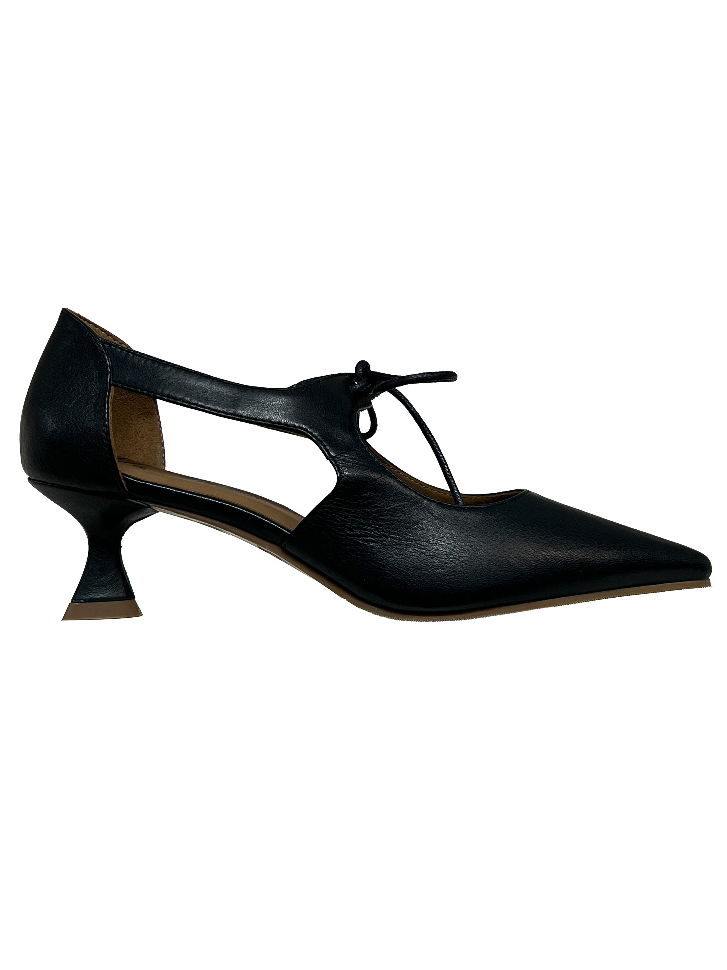 LA VITRINA LACEY 50 scarpa donna blu a punta con lacci pelle