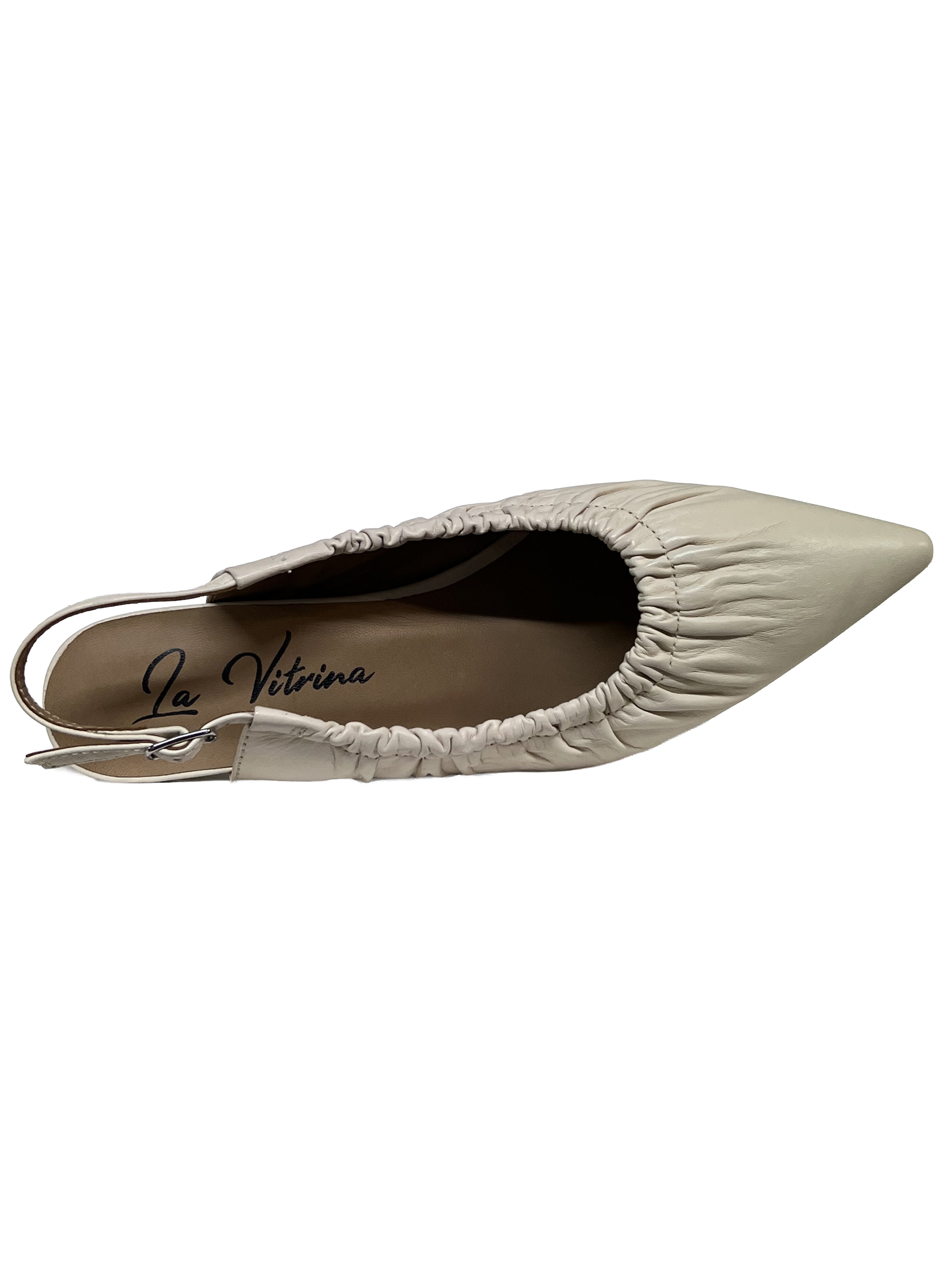 LA VITRINA PAOLA 50 V4 sling-back donna avorio pelle tacco 5