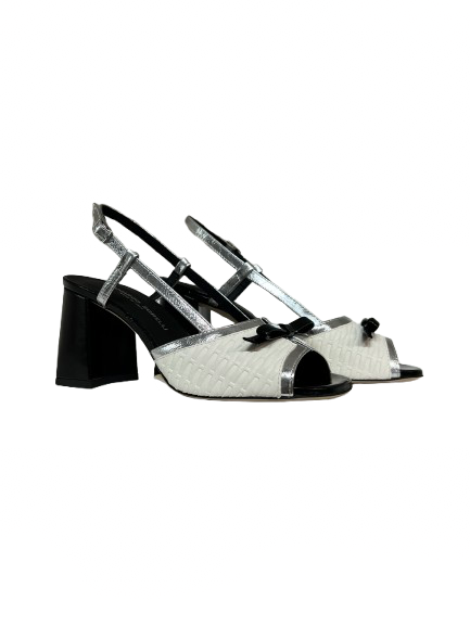 GIANMARCO SORELLI 3061/RUBY VIMINI sandalo donna nero bianco argento