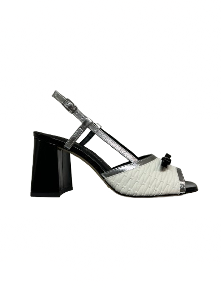 GIANMARCO SORELLI 3061/RUBY VIMINI sandalo donna nero bianco argento