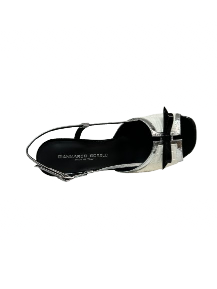 GIANMARCO SORELLI 3061/RUBY VIMINI sandalo donna nero bianco argento