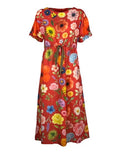 4.10 BottegaChilometriZero DD26708 abito donna floreale rosso Made in Italy