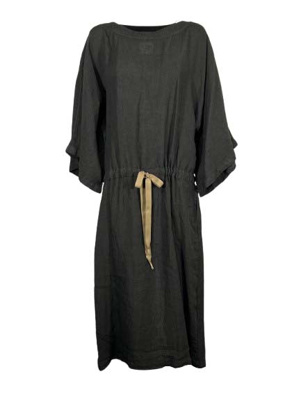4.10 BottegaChilometriZero DD26740 abito donna lino nero Made in Italy