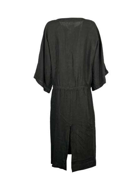 4.10 BottegaChilometriZero DD26740 abito donna lino nero Made in Italy