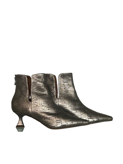 LA VITRINA ASSISI-50 stivale basso donna laminato argento platino