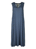 FEELING by JUSTMINE E2699 6135 abito donna fantasia blu Made in Italy