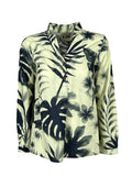 4.10 BottegaChilometriZero DD26805 GURU camicia donna tropical giallo chiaro / grigio / blu Made in Italy