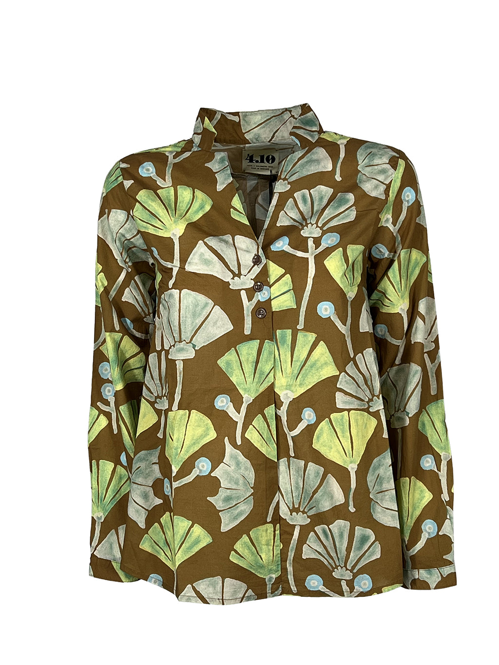 4.10 BottegaChilometriZero DD26805 GURU camicia donna biscotto/verde