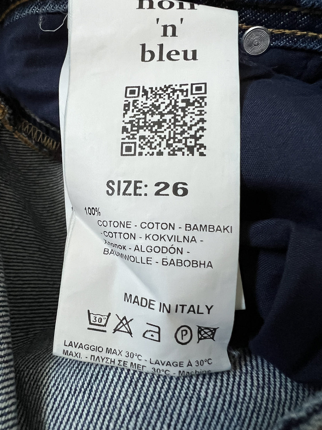 NOIR’N’BLEU IRISH-22 Jeans Donna Straight Blu Medio Stone Washed 100% Cotone Made in Italy