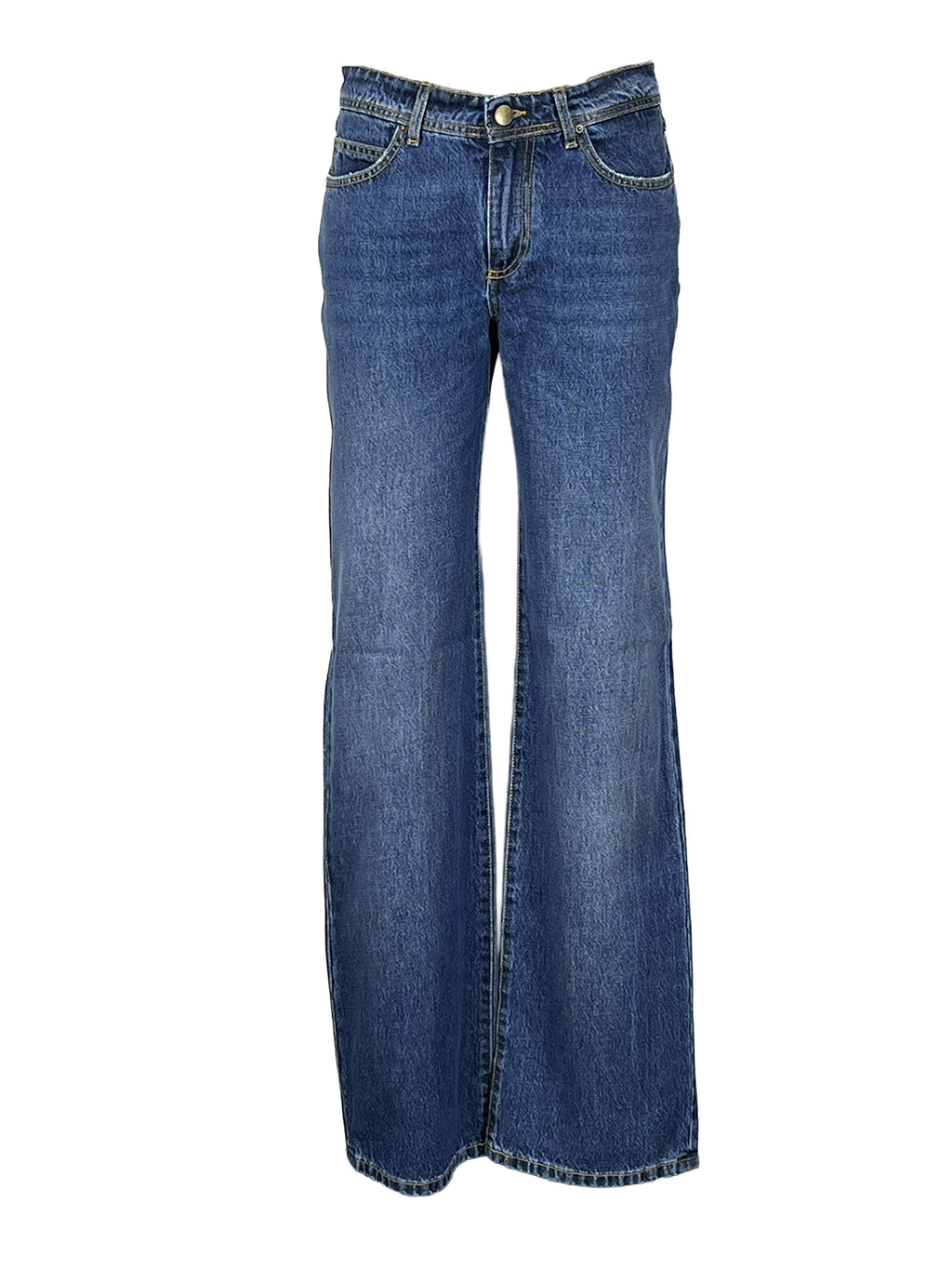 NOIR’N’BLEU IRISH-22 Jeans Donna Straight Blu Medio Stone Washed 100% Cotone Made in Italy