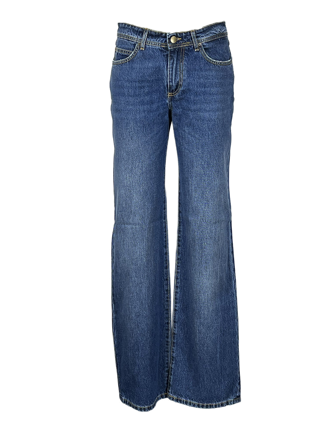 NOIR’N’BLEU IRISH-22 Jeans Donna Straight Blu Medio Stone Washed 100% Cotone Made in Italy