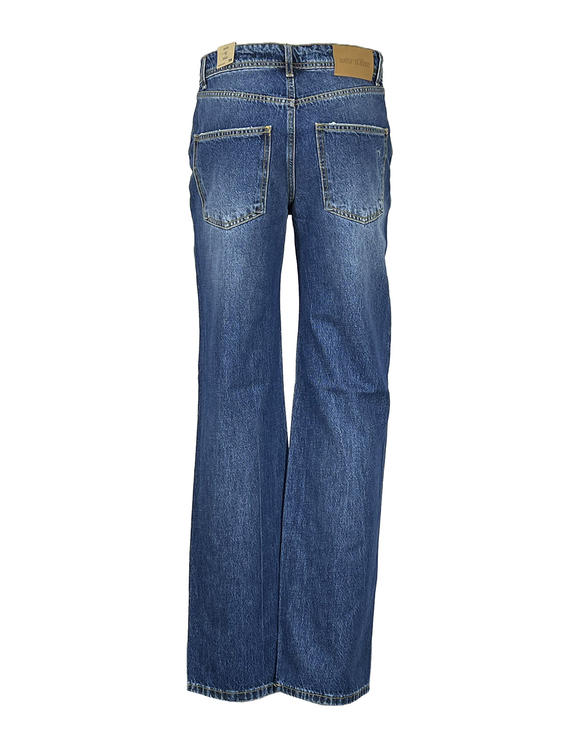 NOIR’N’BLEU IRISH-22 Jeans Donna Straight Blu Medio Stone Washed 100% Cotone Made in Italy