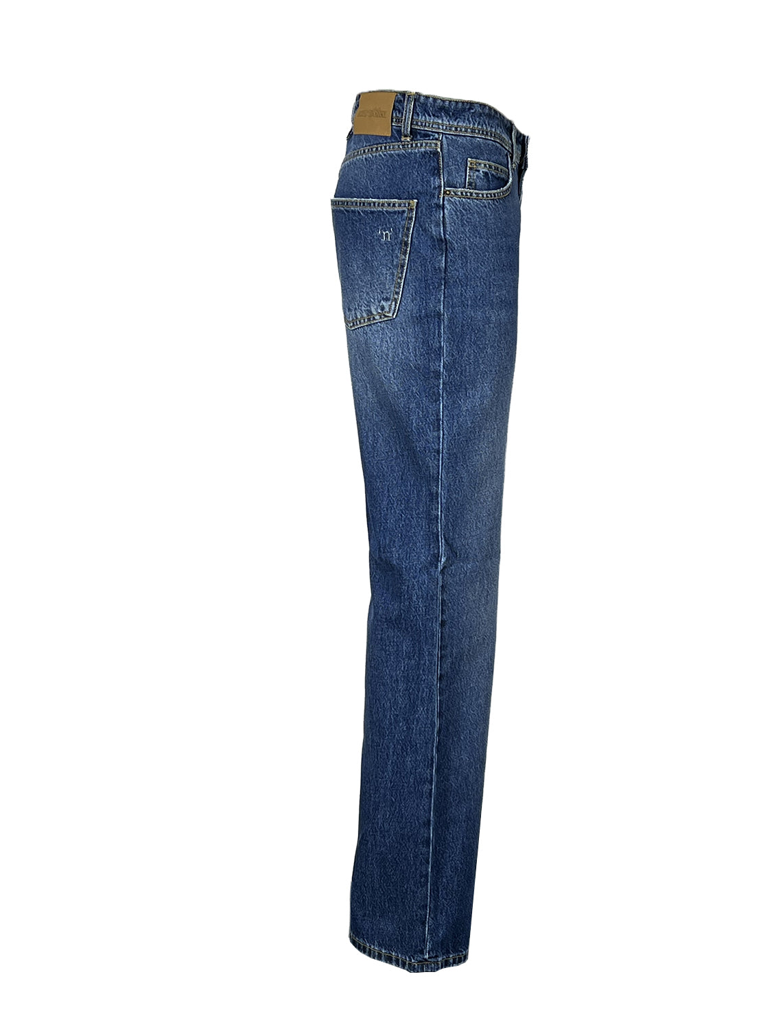 NOIR’N’BLEU IRISH-22 Jeans Donna Straight Blu Medio Stone Washed 100% Cotone Made in Italy