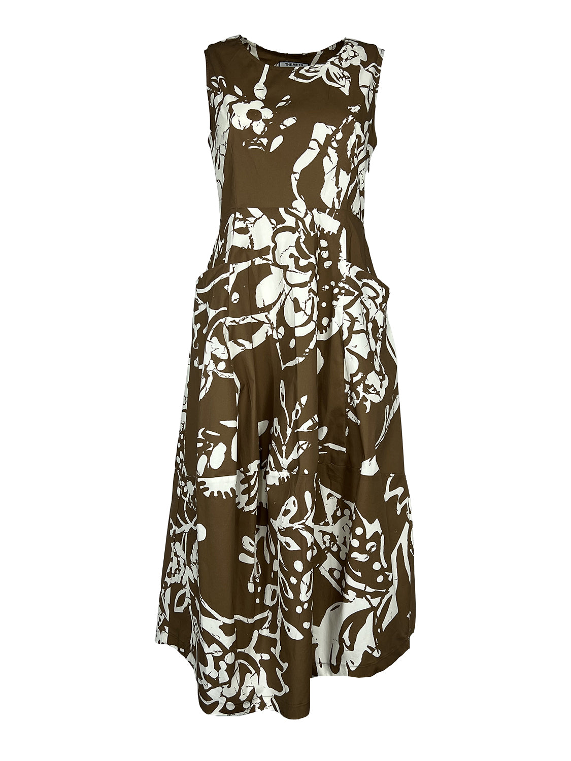 THE ABITO MILANO AB04PS abito donna tabacco fiori bianchi Made in Italy