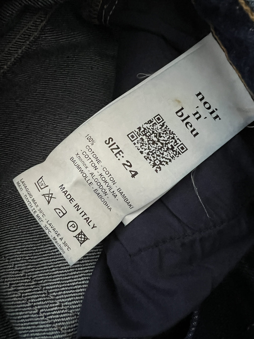 NOIR’N’BLEU ARIA-L331 Jeans Donna Blu Stone Washed Gamba Larga Vita Alta Made in Italy