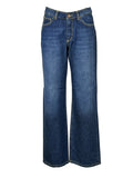 NOIR’N’BLEU ARIA-L331 Jeans Donna Blu Stone Washed Gamba Larga Vita Alta Made in Italy