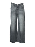 NOIR’N’BLEU ARIA-13 Jeans Donna Grigio Stone Washed Gamba Larga Vita Alta Made in Italy