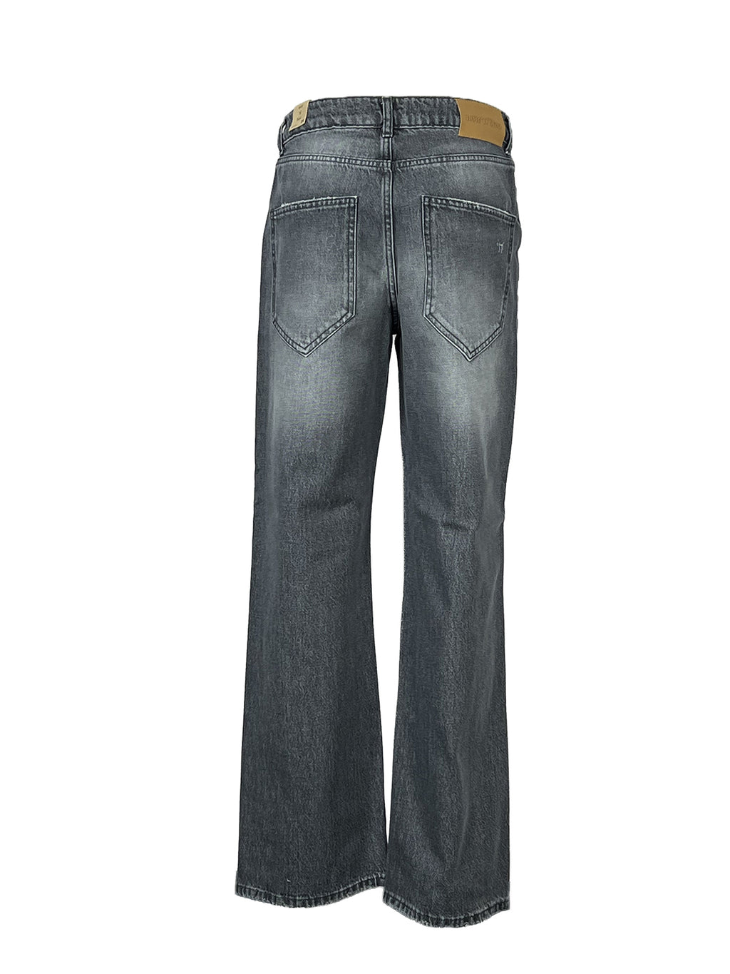 NOIR’N’BLEU ARIA-13 Jeans Donna Grigio Stone Washed Gamba Larga Vita Alta Made in Italy