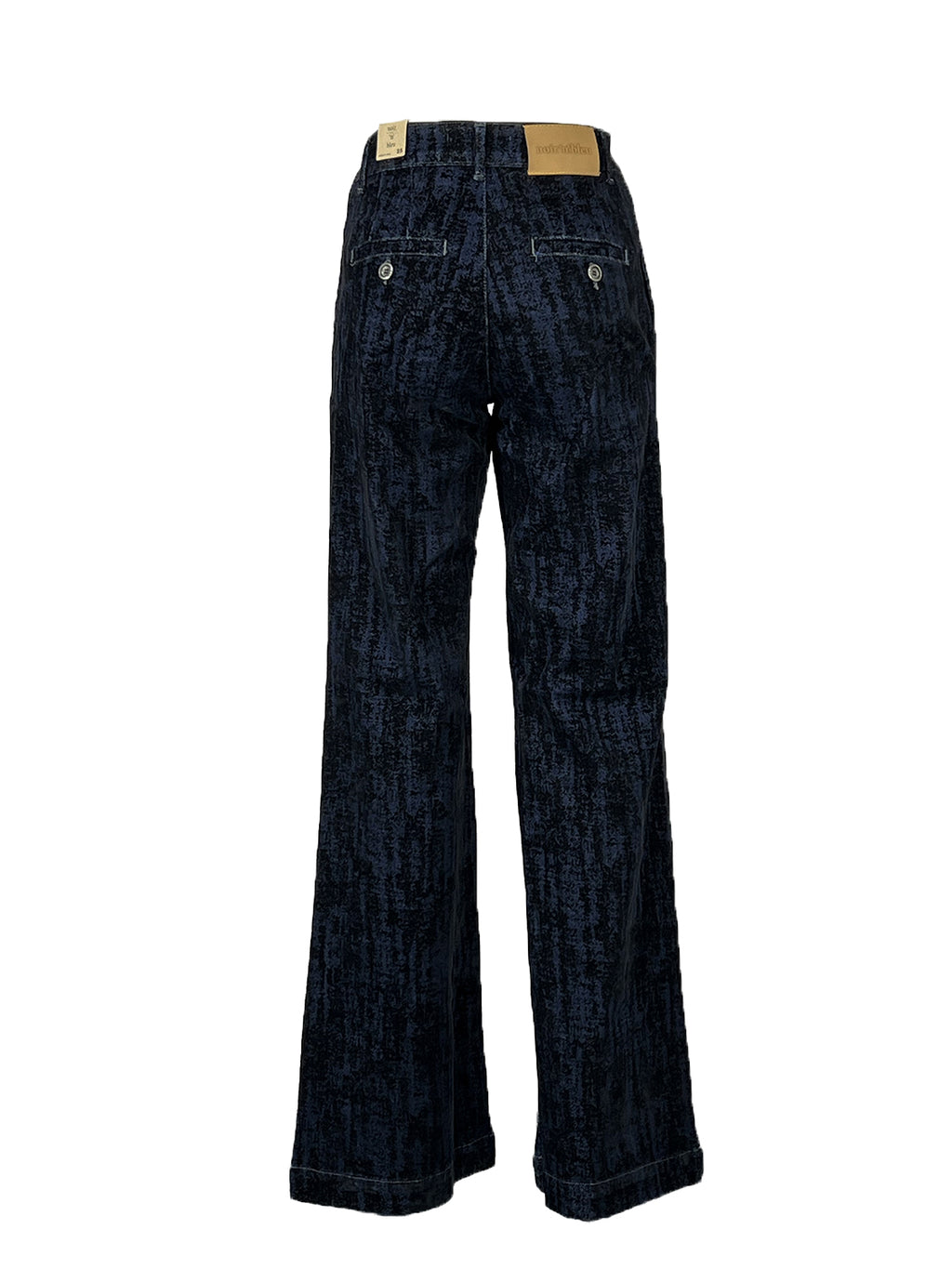 NOIR’N’BLEU ARIANE CHINOS-39 Jeans Palazzo Donna Floccato Denim Blu/Nero Made in Italy