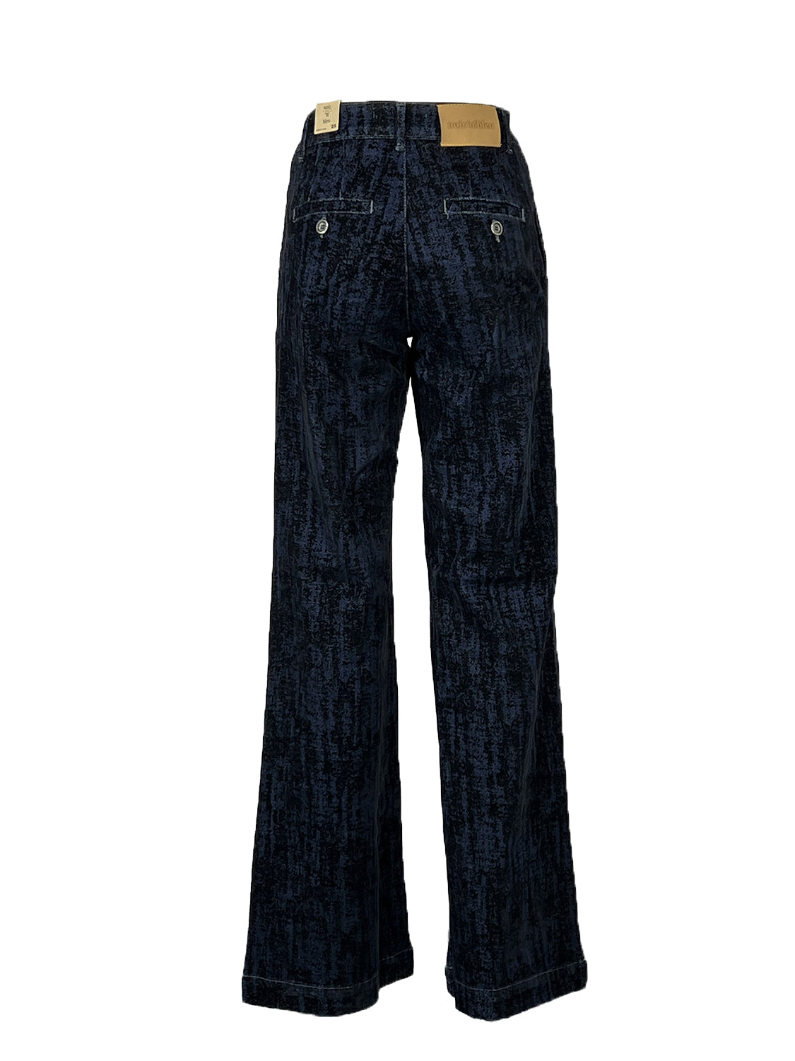 NOIR’N’BLEU ARIANE CHINOS-39 Jeans Palazzo Donna Floccato Denim Blu/Nero Made in Italy