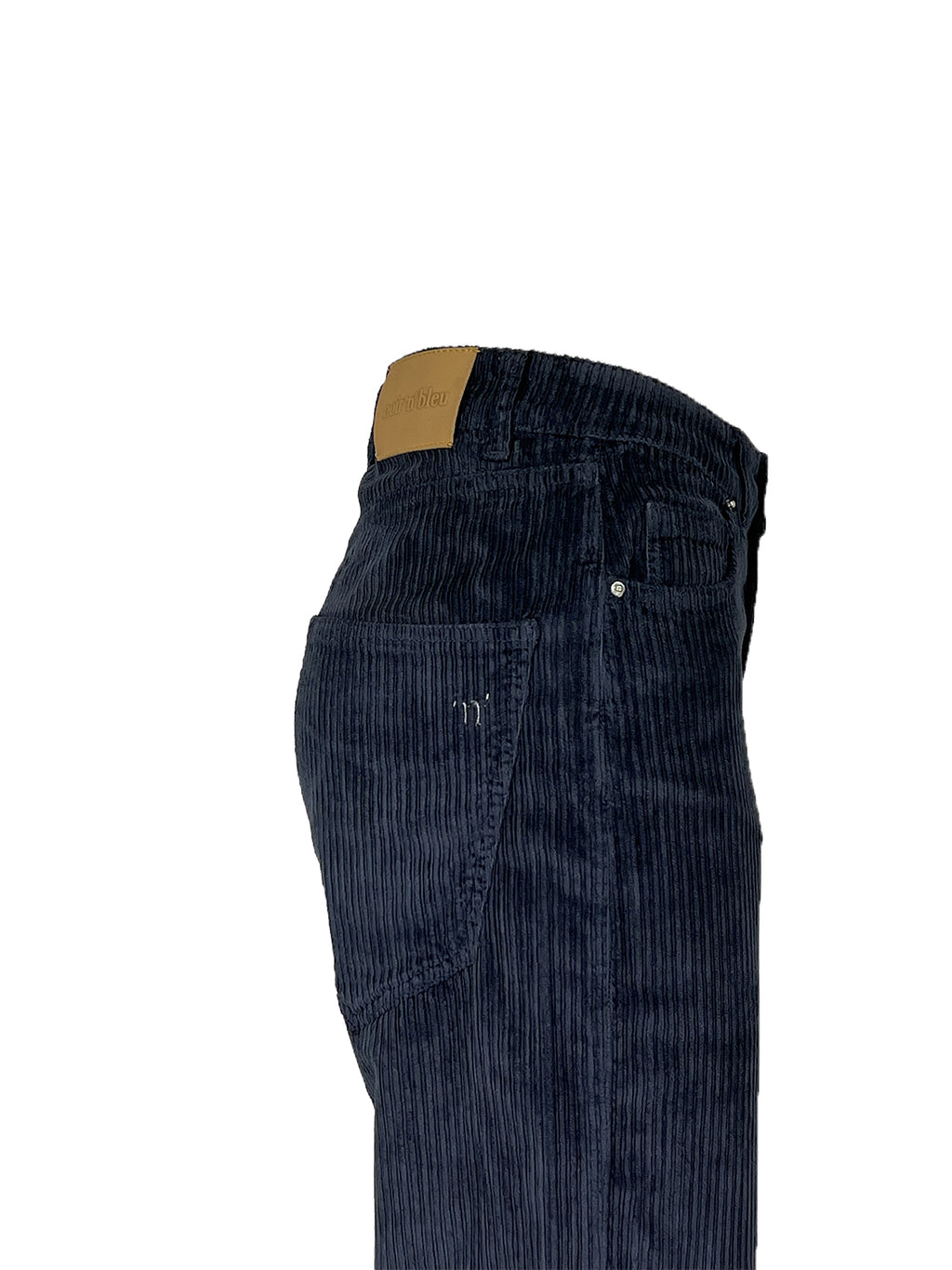 NOIR’N’BLEU ARIA-12 Jeans Donna Velluto Costa Francese Blu Gamba Larga Made in Italy