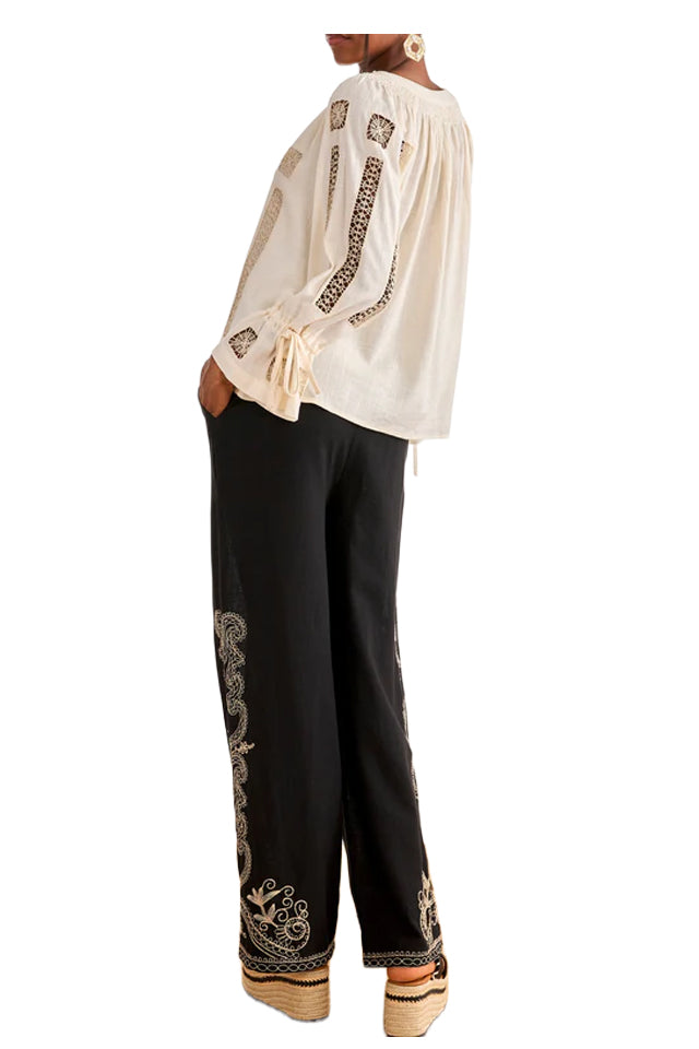 NEKANE LX.BEREN-000001 blusa donna ecrù pizzo viscosa lino