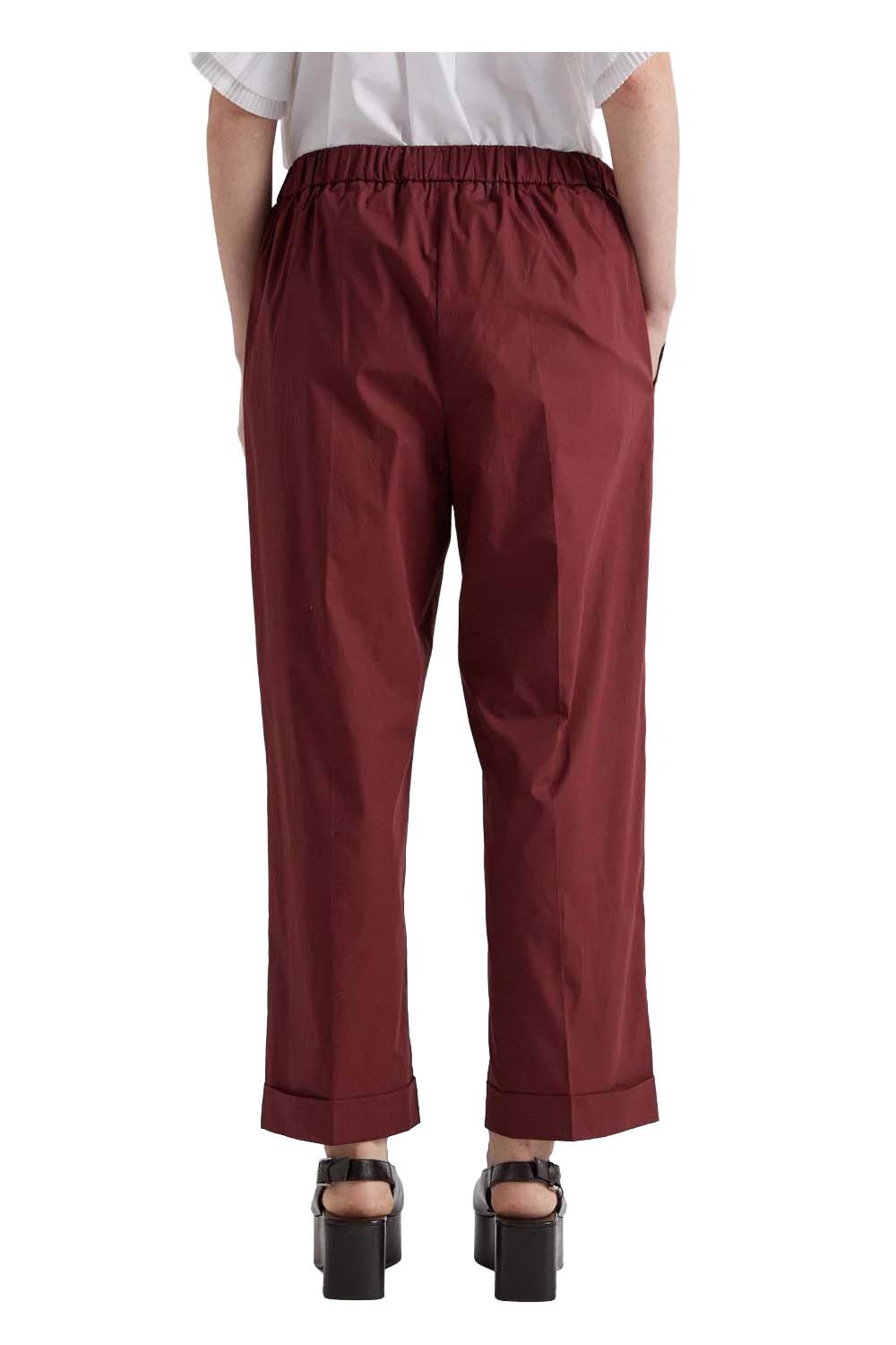 MEIMEIJ M6EA29 pantalone donna brandy cotone risvolto Made in Italy