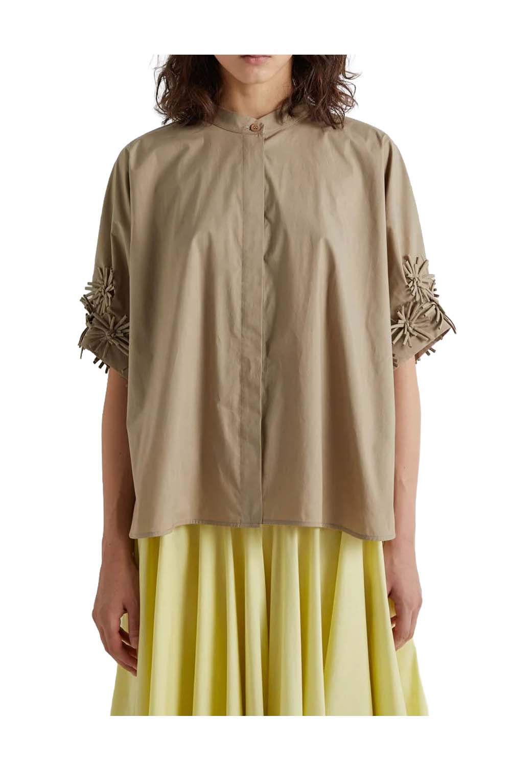MEIMEIJ M6EA36 blusa donna cotone collo coreano Made in Italy