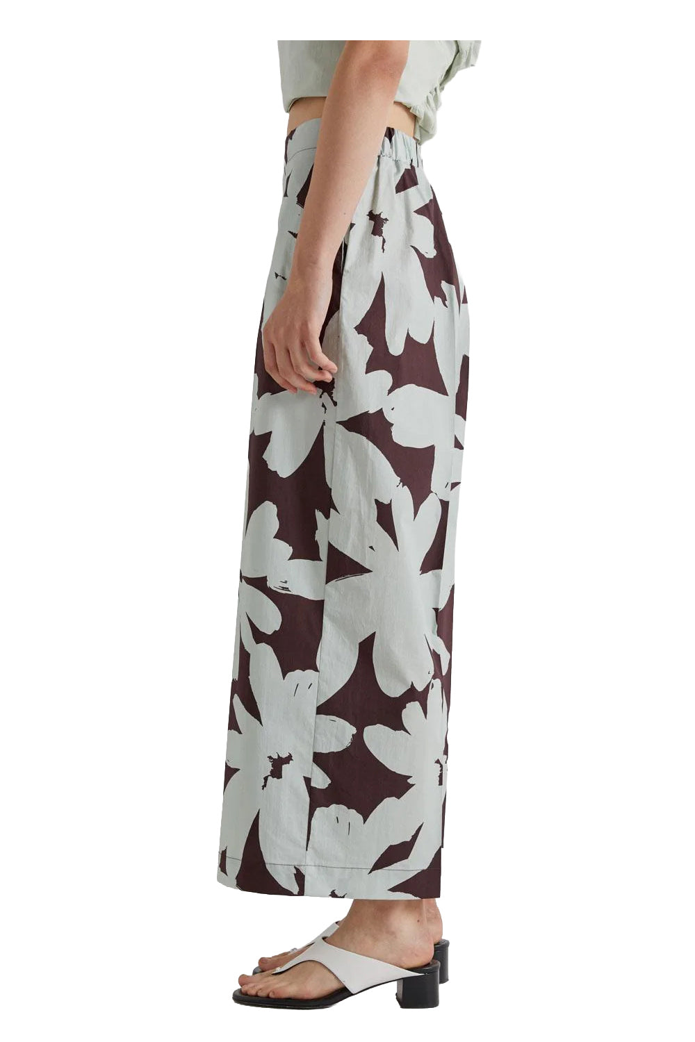 MEIMEIJ M6ES04 pantalone donna fantasia marrone acqua Made in Italy