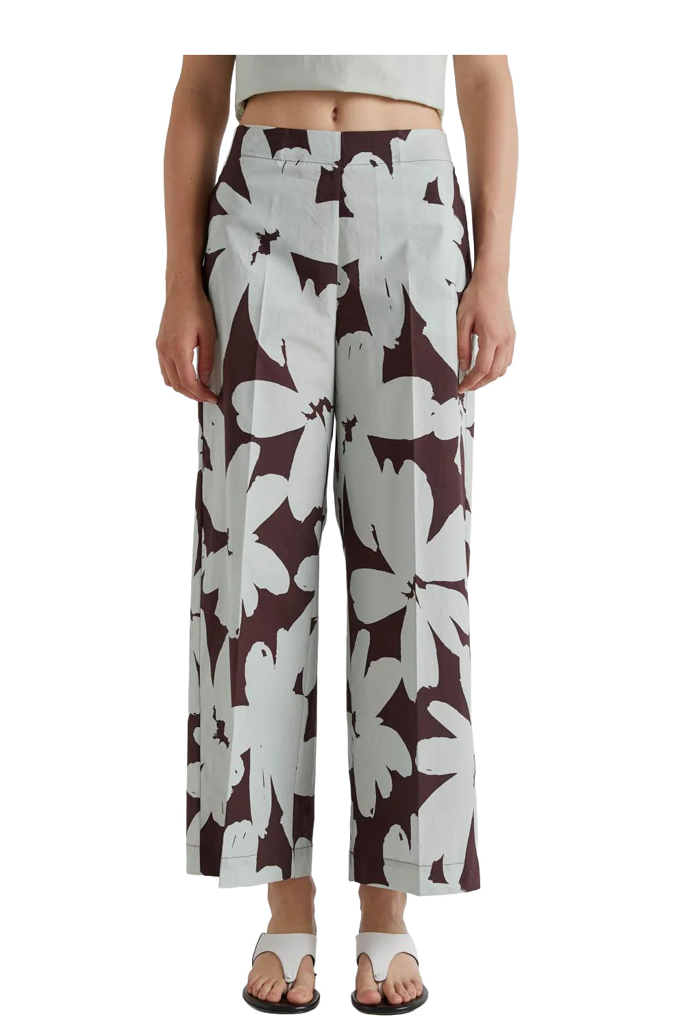 MEIMEIJ M6ES04 pantalone donna fantasia marrone acqua Made in Italy