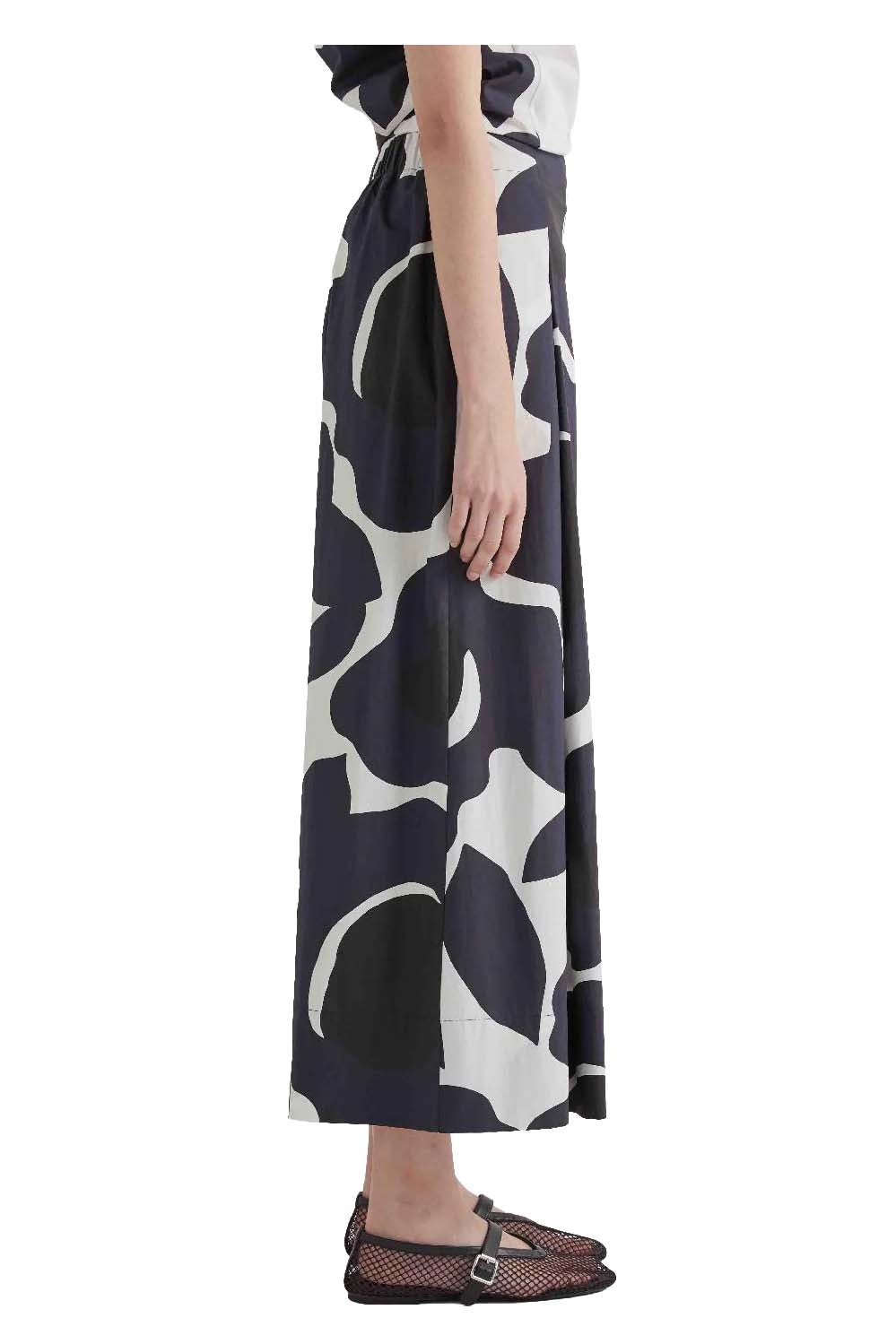 MEIMEIJ M6PAH3 pantalone donna largo fantasia blu/nero/bianco Made in Italy