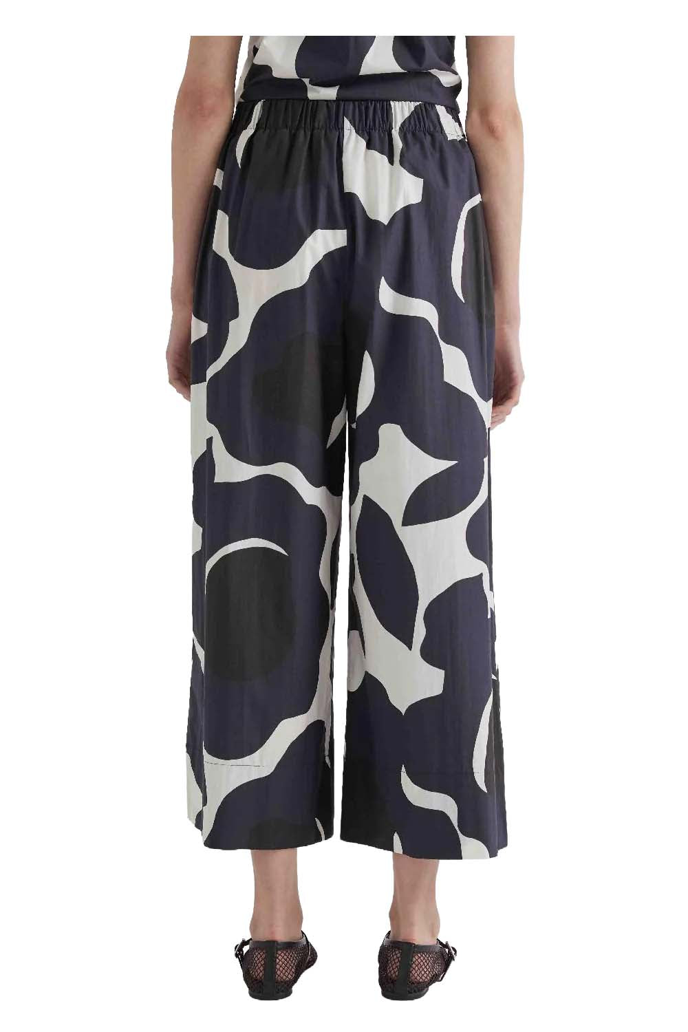MEIMEIJ M6PAH3 pantalone donna largo fantasia blu/nero/bianco Made in Italy