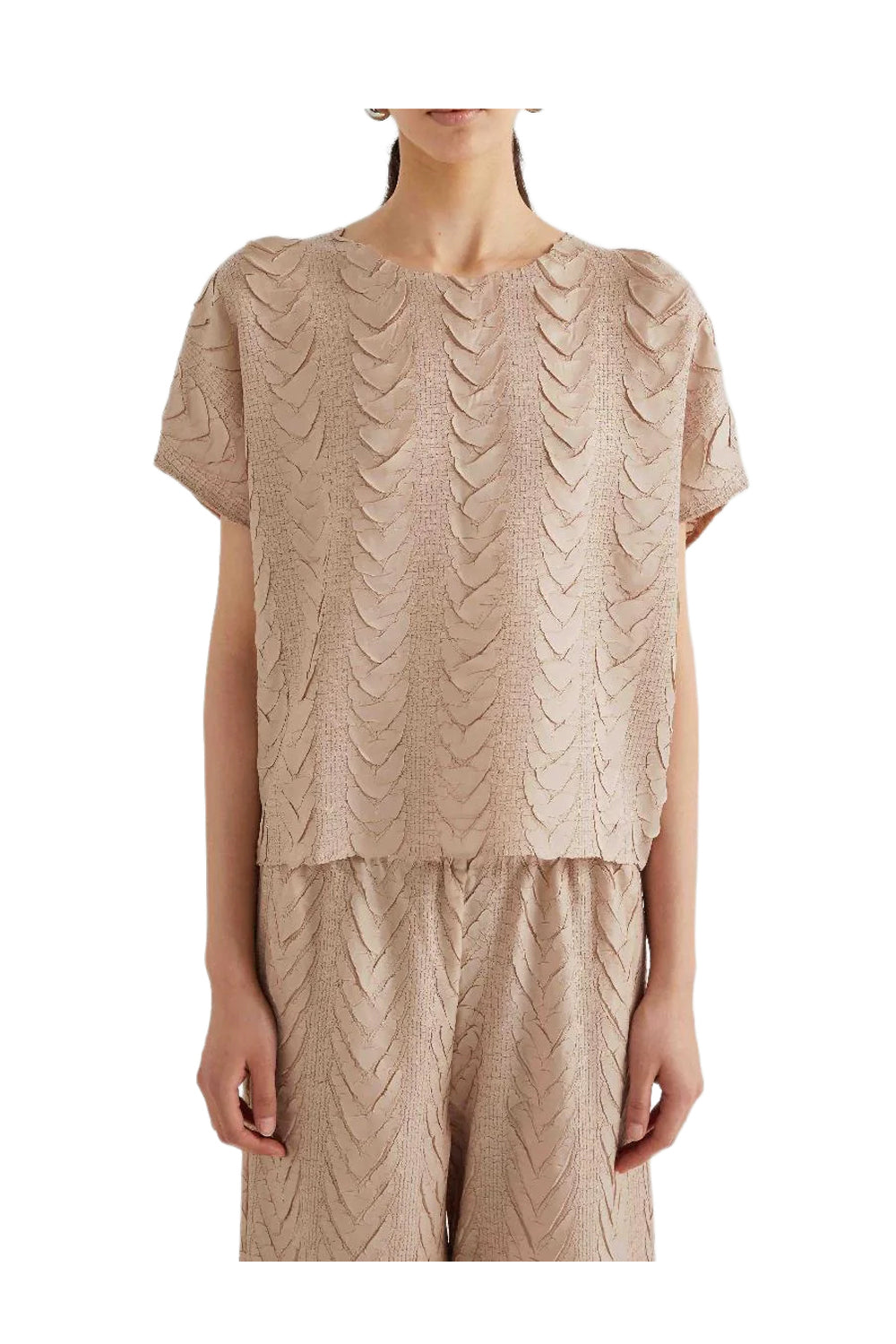 M6PY004 MEIMEIJ Blusa Plissettata Treccia