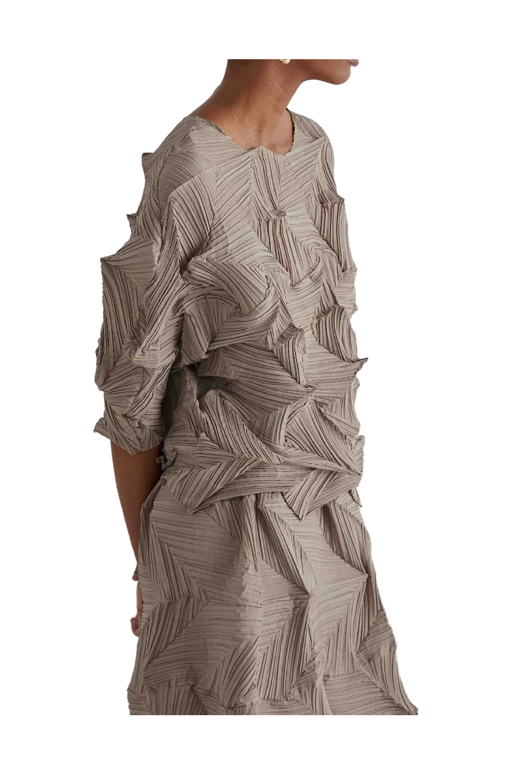 MEIMEIJ M6PY04 blusa donna tortora plissé a fisarmonica